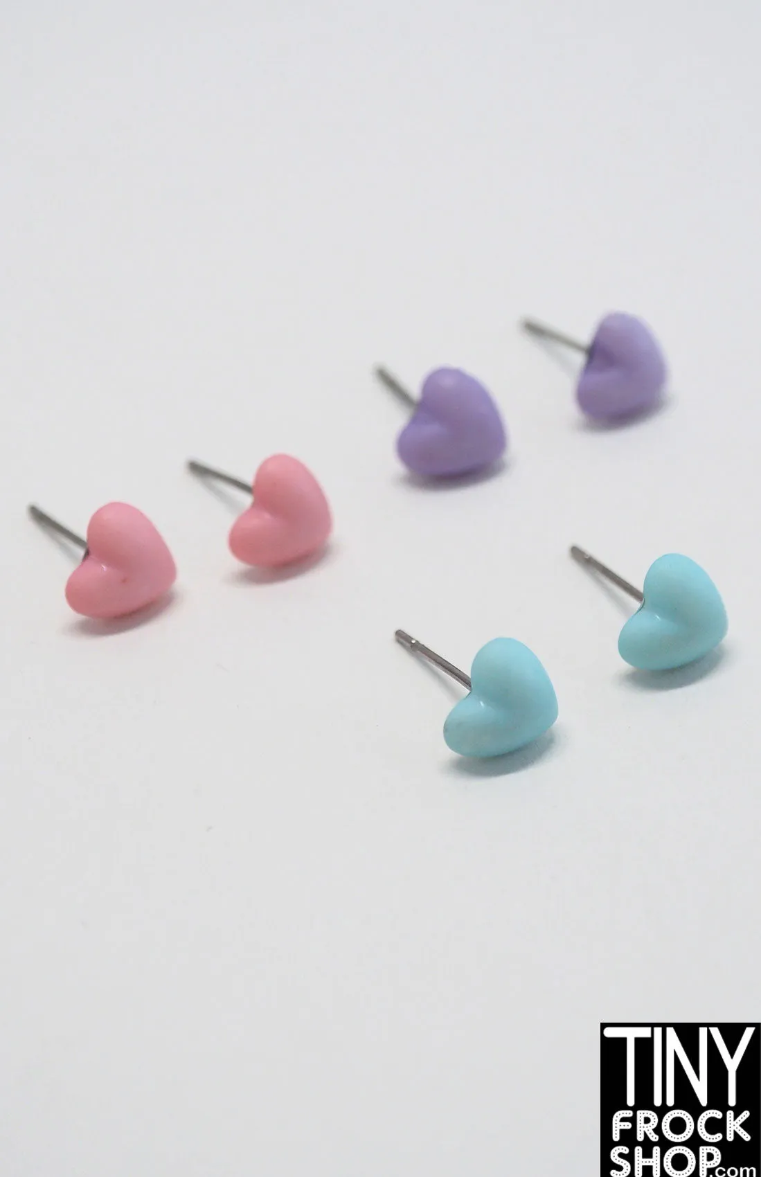 12" Fashion Doll Pastel Plastic Heart Stud Earrings by Pam Maness - More Colors