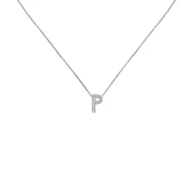 18k Gold Initial Letter "P" Diamond Pandent   Necklace