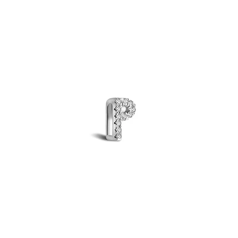 18k Gold Initial Letter "P" Diamond Pandent   Necklace