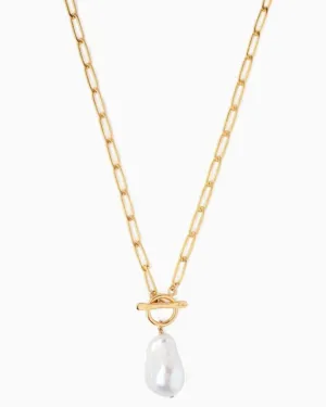 18K Gold Necklace With Freshwater Pearl in Gold | Gold