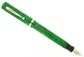 1930S SHEAFFER SENIOR JADE CELLULOID FLAT TOP FOUNTAIN PEN RESTORED