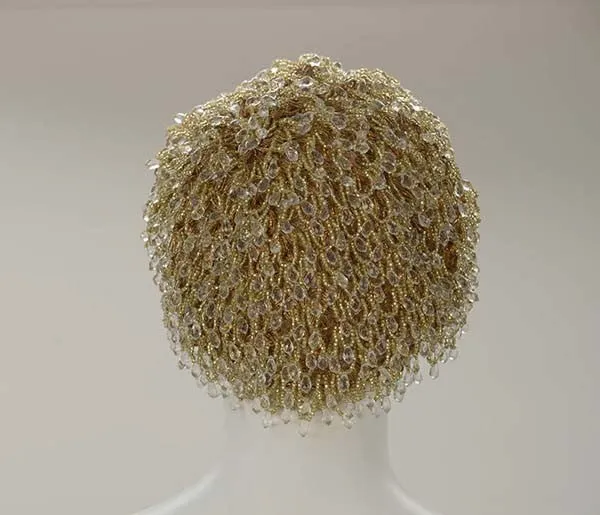 1960s Bob Green for Irene New York Gold and Crystal Chandelier Beret