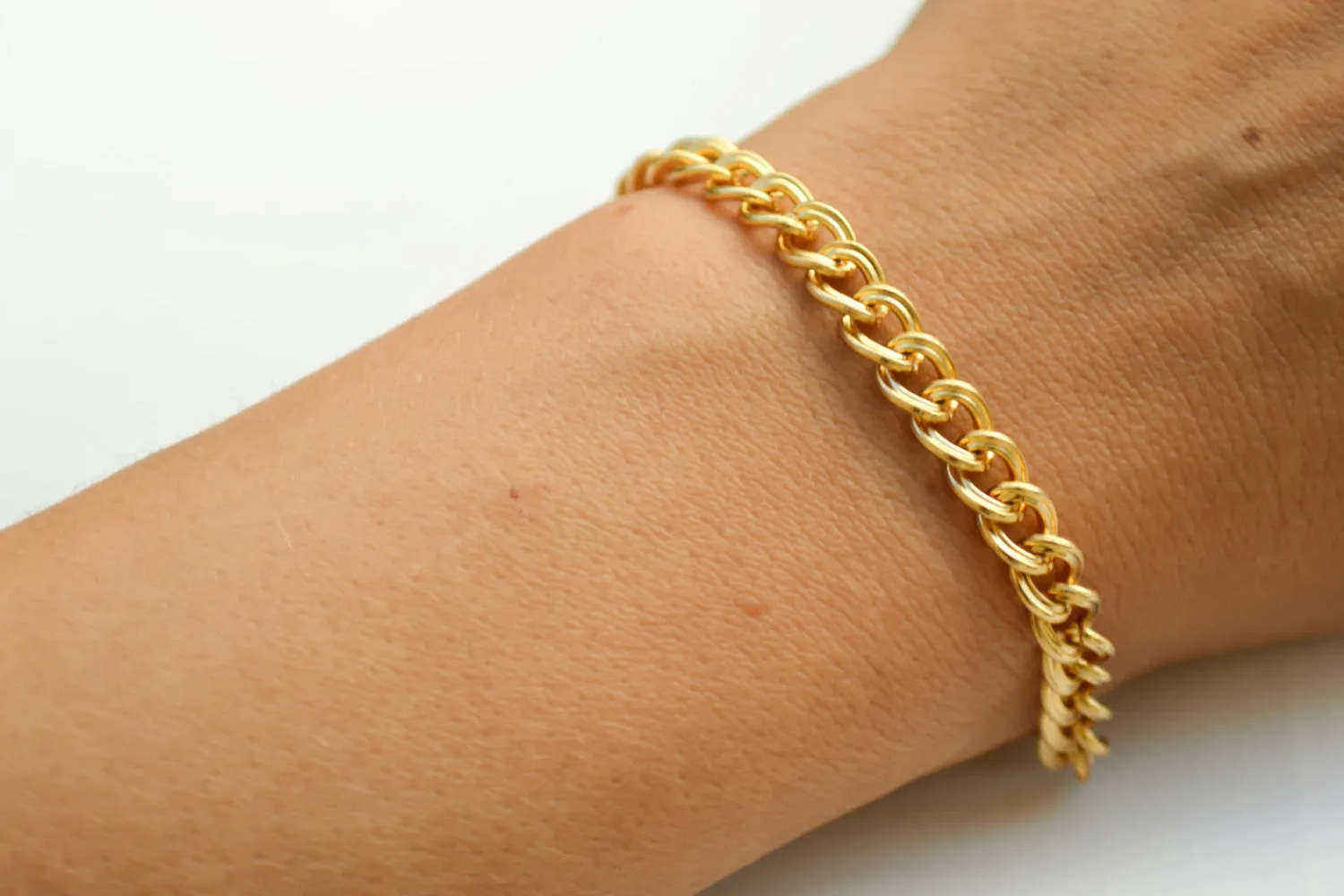 24k gold plated link chain bracelet for women, gift for her