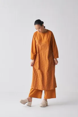 Asymmetric Stripe Tunic Co ord - Rust