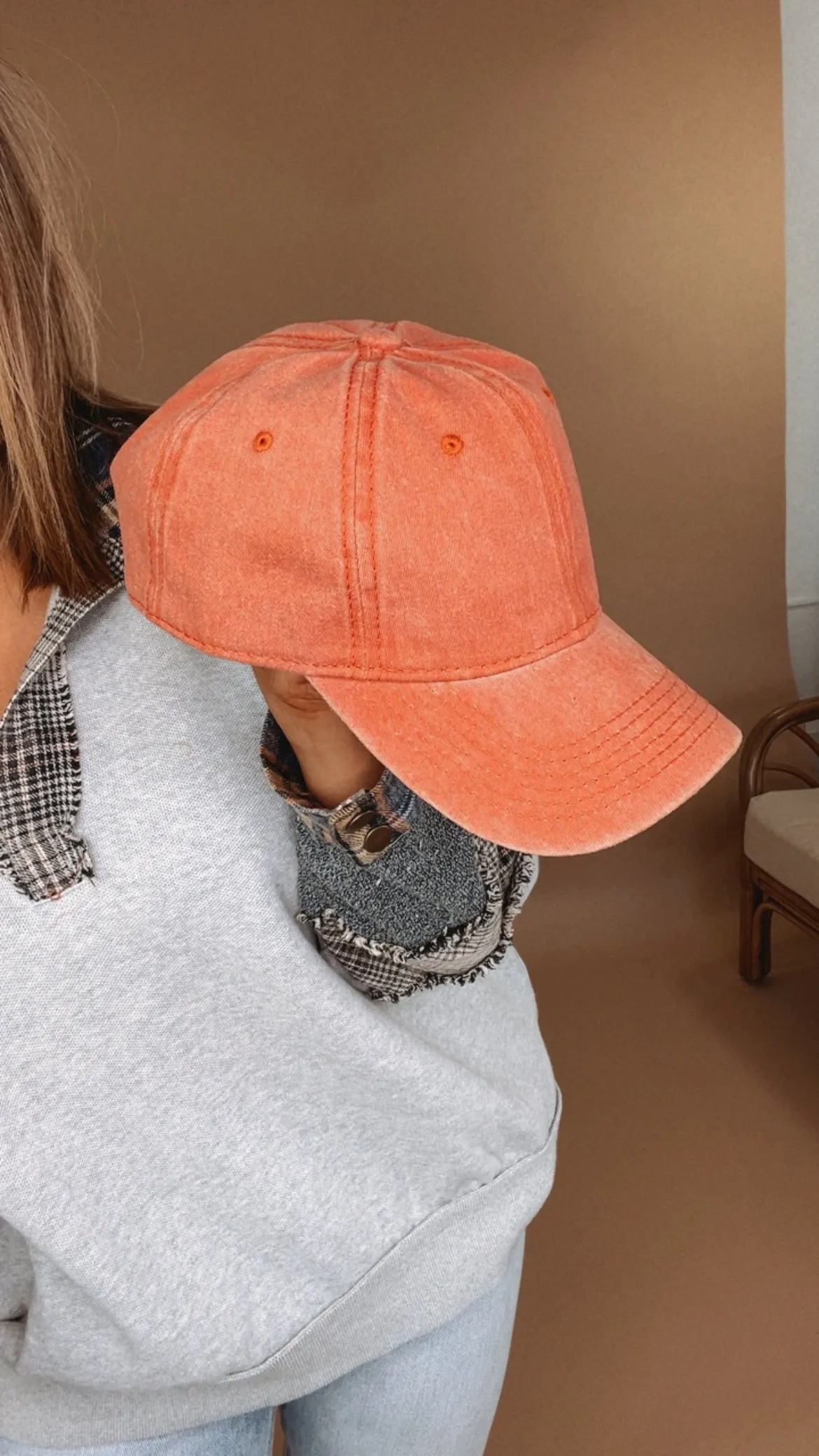 Basic Vintage Washed Ball Cap, Orange