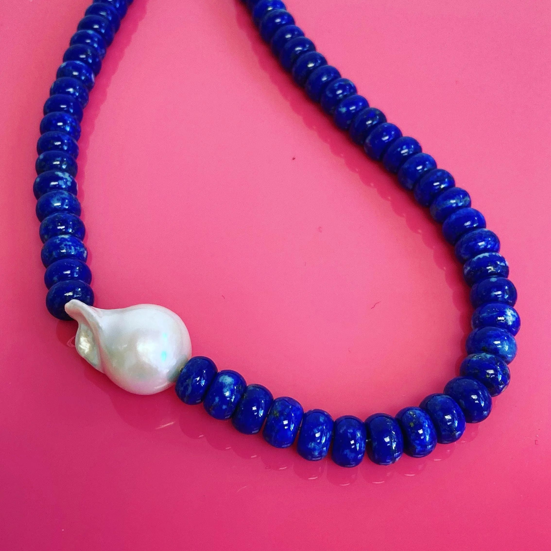 BEADazzled | Lapis Baroque Pearl Beaded Necklace