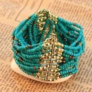 Bohemian Turquoise Elastic Beaded Bracelet