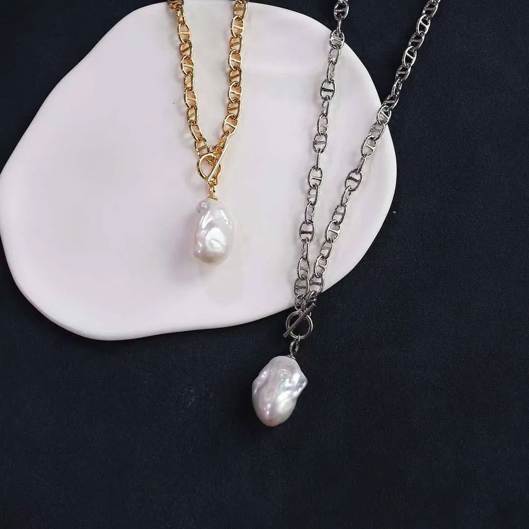 Bold Chain Large Baroque Pearl Necklace