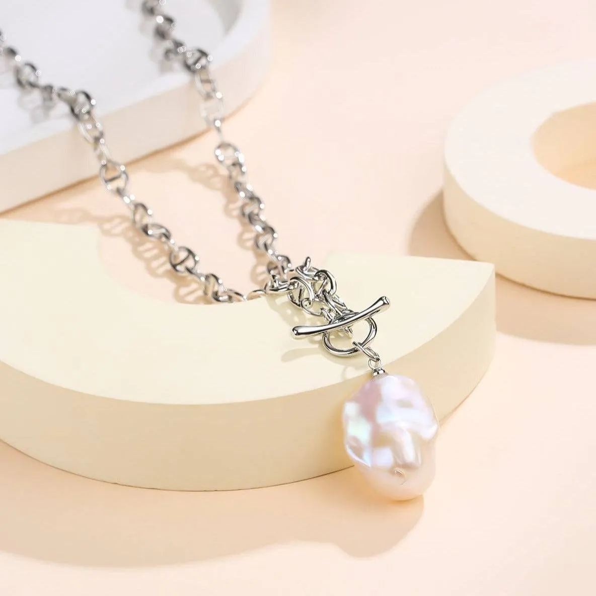 Bold Chain Large Baroque Pearl Necklace