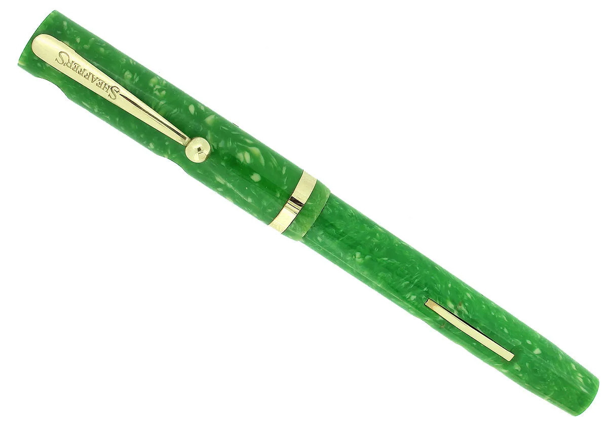 C1928 SHEAFFER FLAT TOP JADE CELLULOID PORTHOLE DEMONSTRATOR FOUNTAIN PEN