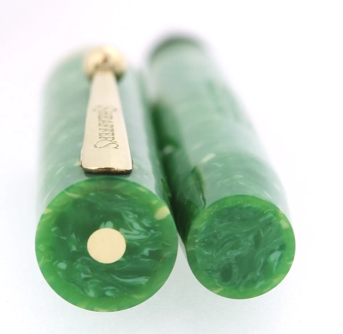 C1928 SHEAFFER FLAT TOP JADE CELLULOID PORTHOLE DEMONSTRATOR FOUNTAIN PEN