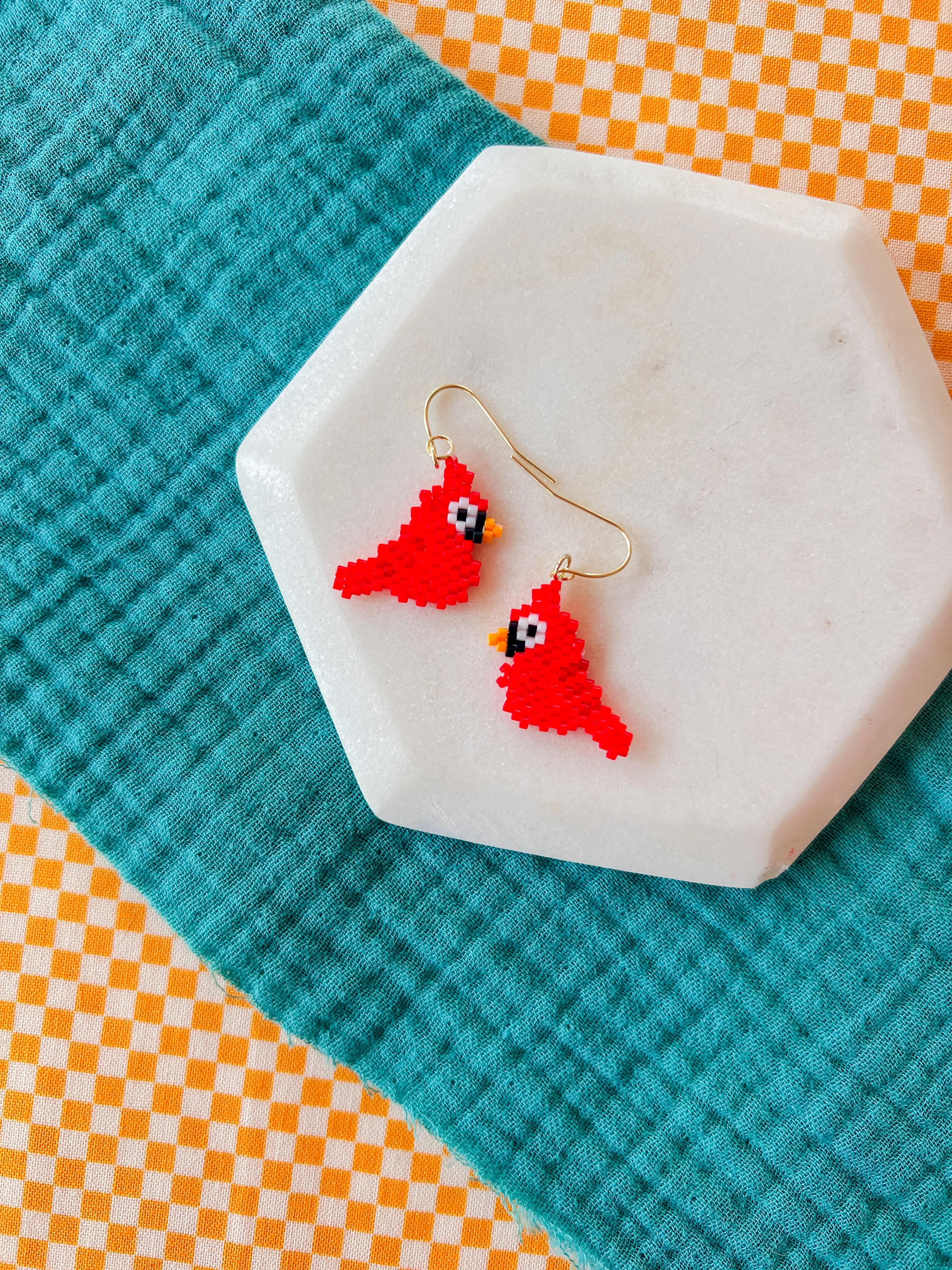 Cindy the Cardinal | Beaded Earrings