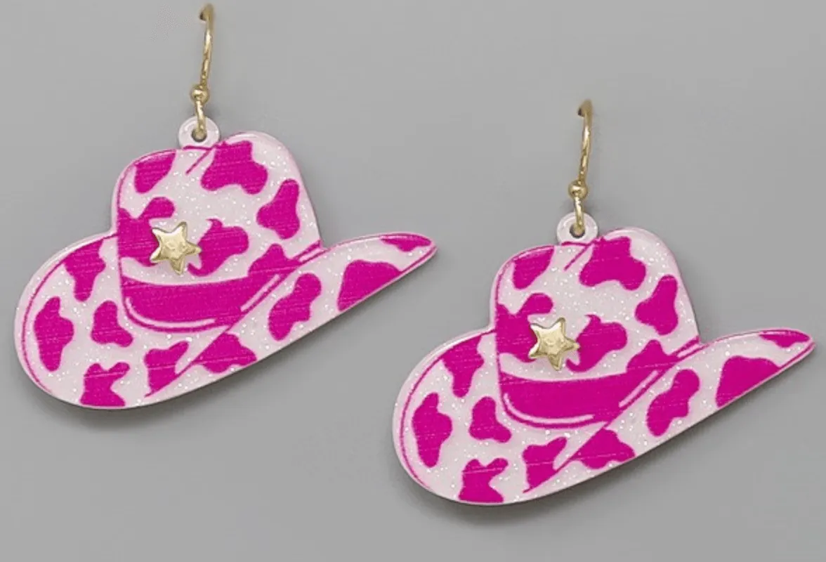 Cowgirl Hat Acetate Earrings