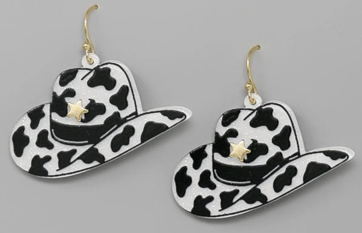 Cowgirl Hat Acetate Earrings