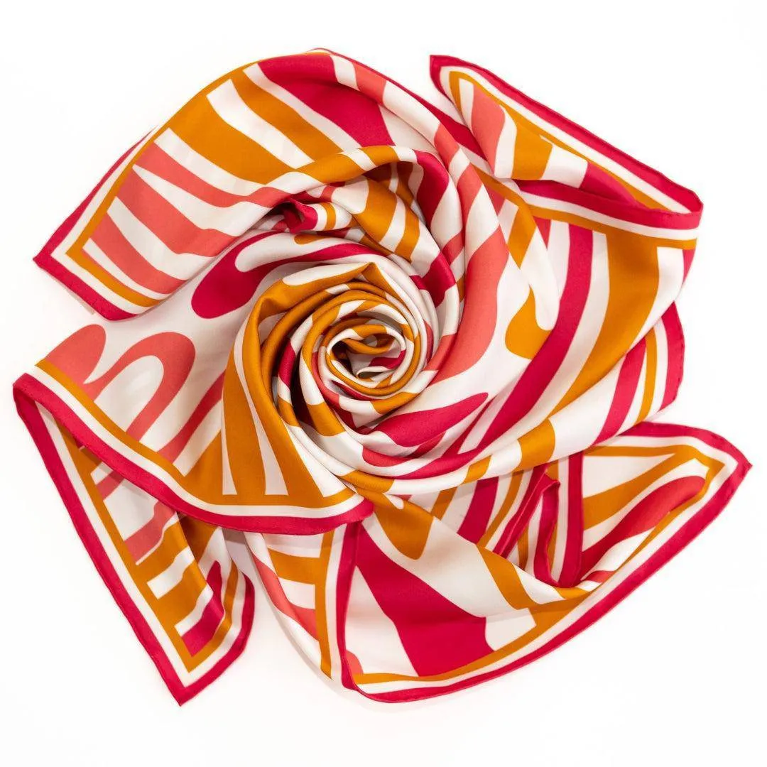 Curlfriend Collective Water Waves Mango/Hibiscus 100% Mulberry Silk Scarf