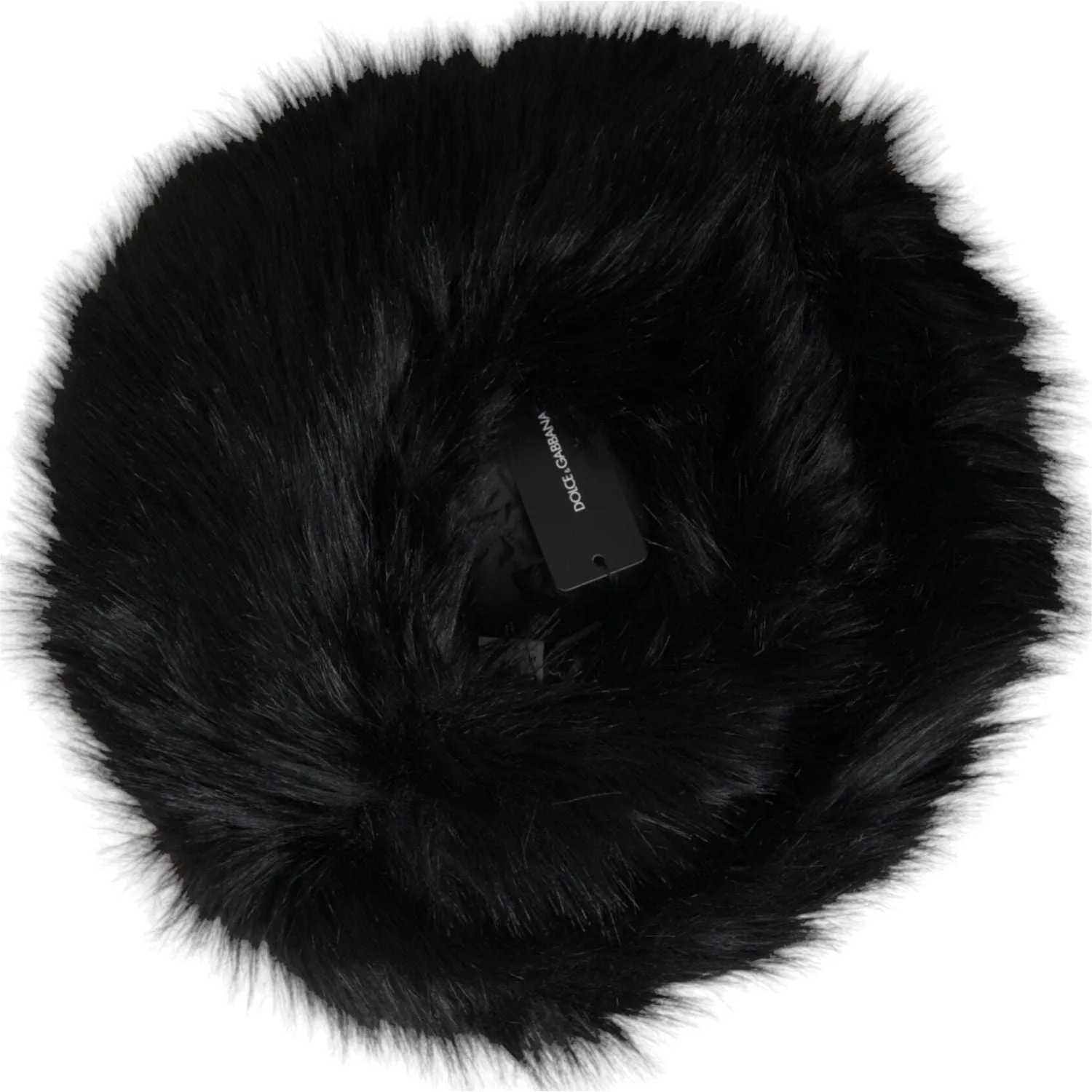 Dolce & Gabbana Black Faux Fur Womens Bucket Hat