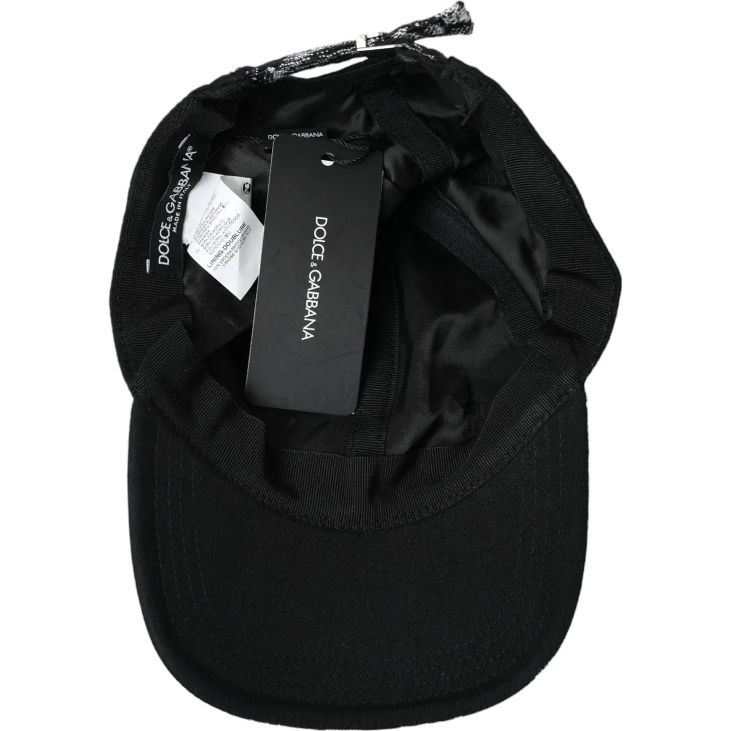 Dolce & Gabbana Black Silver Floral Print Baseball Hat Men