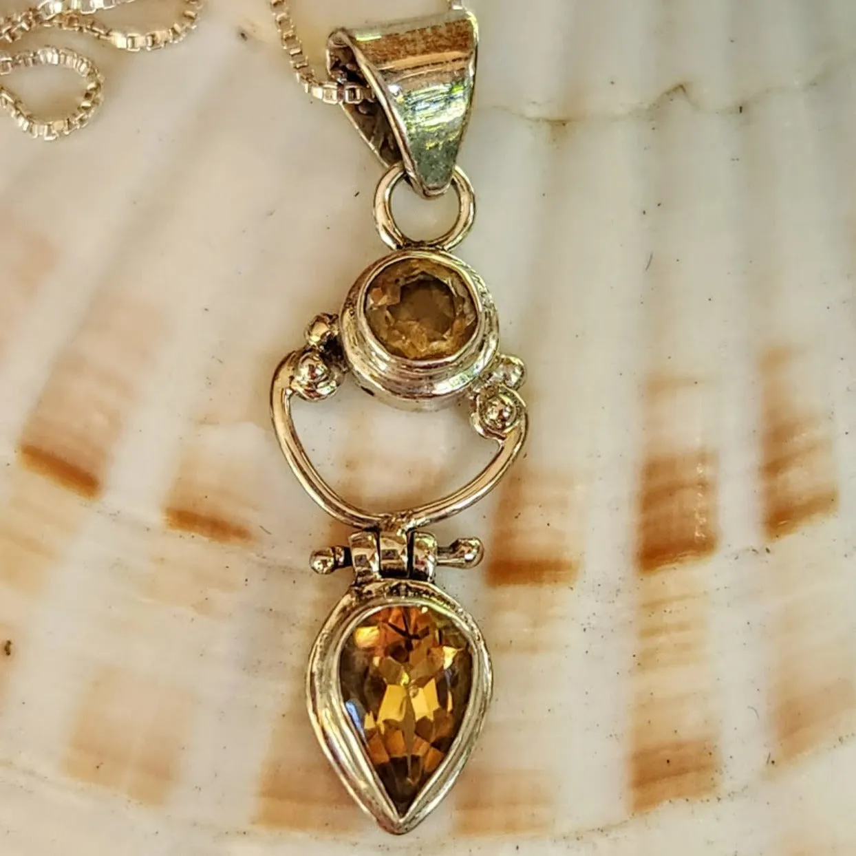 DOUBLE SUN - CITRINE 925 NECKLACE