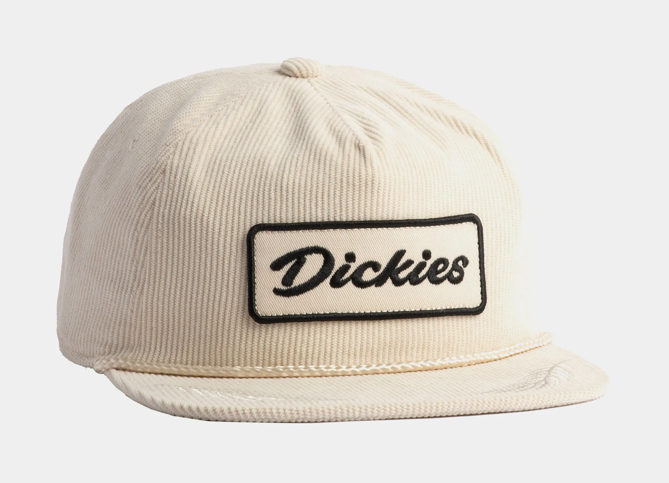 Embroidered Patch Corduroy Mens Hat (White)