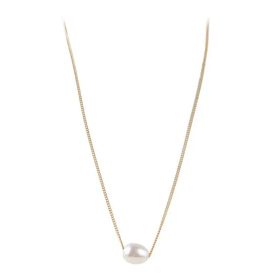 Fairley Pearl Teardrop Necklace Gold