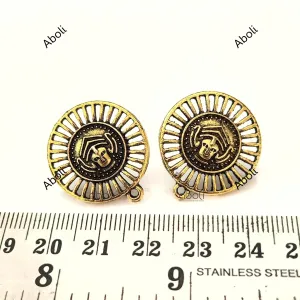 Golden stud earrings components metal earrings findings ESG75