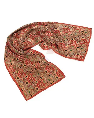 Gustav Klimt Hope II Crepe de Chine Silk Scarf - Red