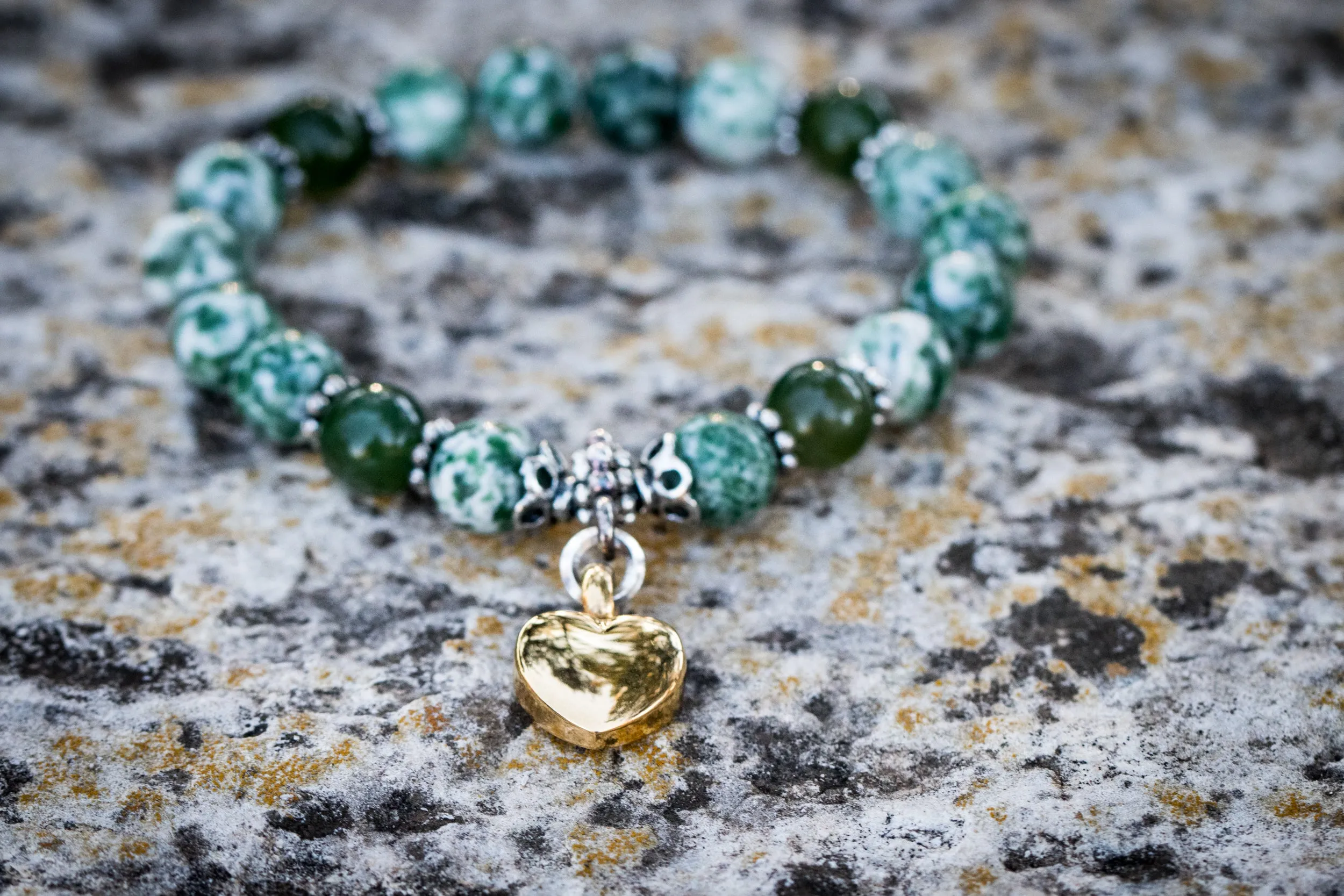 Healing Bracelet with Heart Keepsake Urn Charm - Multiple Colors