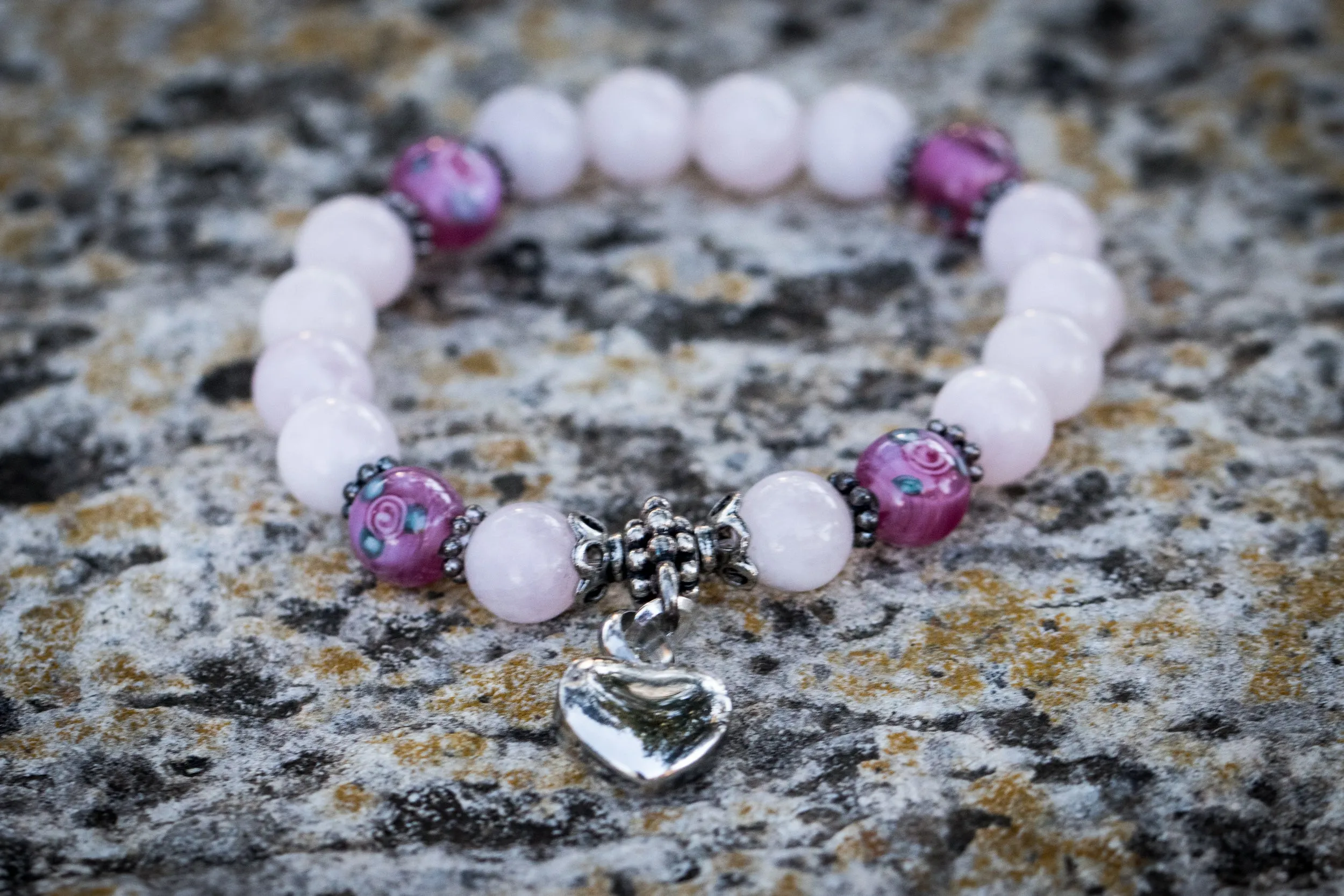 Healing Bracelet with Heart Keepsake Urn Charm - Multiple Colors