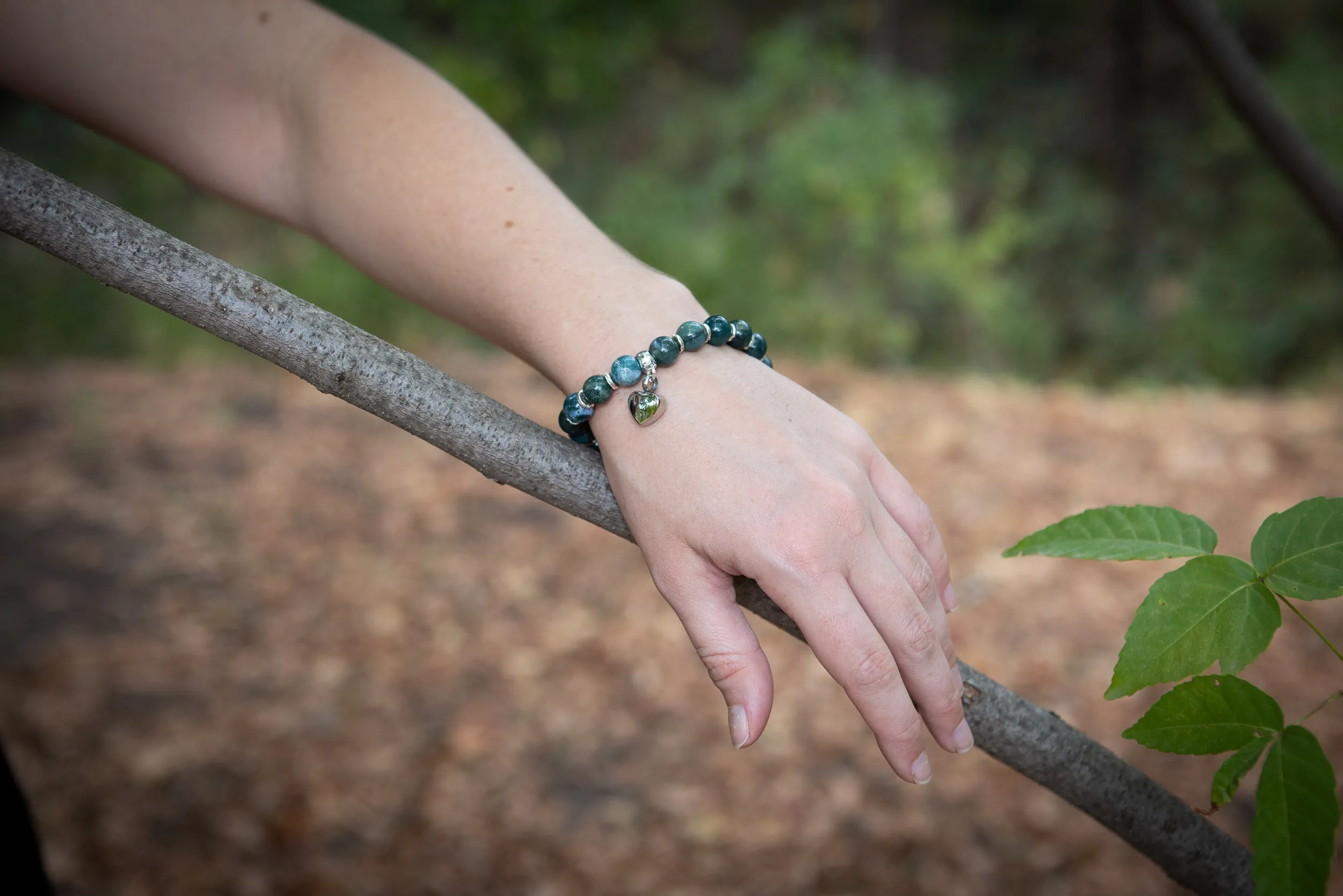 Healing Bracelet with Heart Keepsake Urn Charm - Multiple Colors