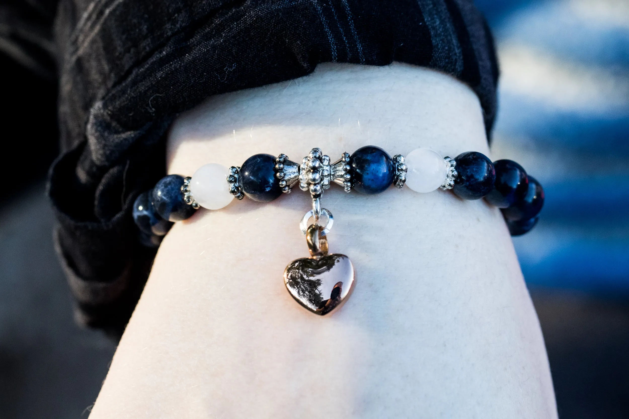 Healing Bracelet with Heart Keepsake Urn Charm - Multiple Colors