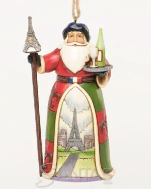 Jim Shore French Santa Ornament Bonjour and a Merry Christmas