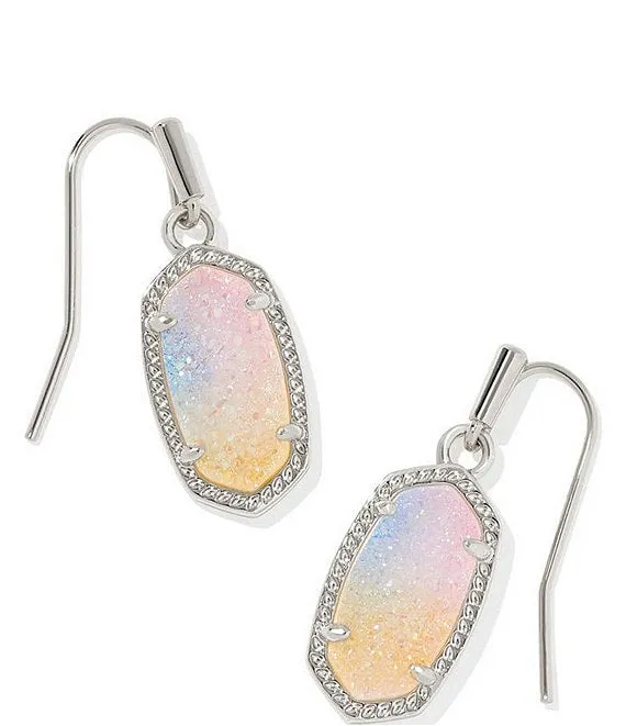 Kendra Scott Lee Earrings Silver Pink Watercolor Drusy