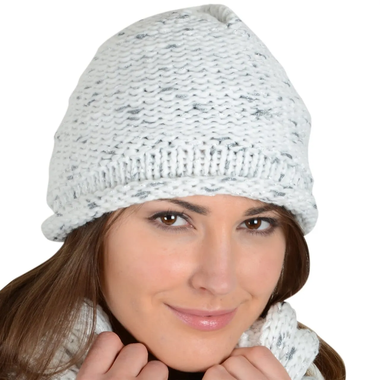 Khloe Ivory Winter Accessories With Grey/Silver Threads