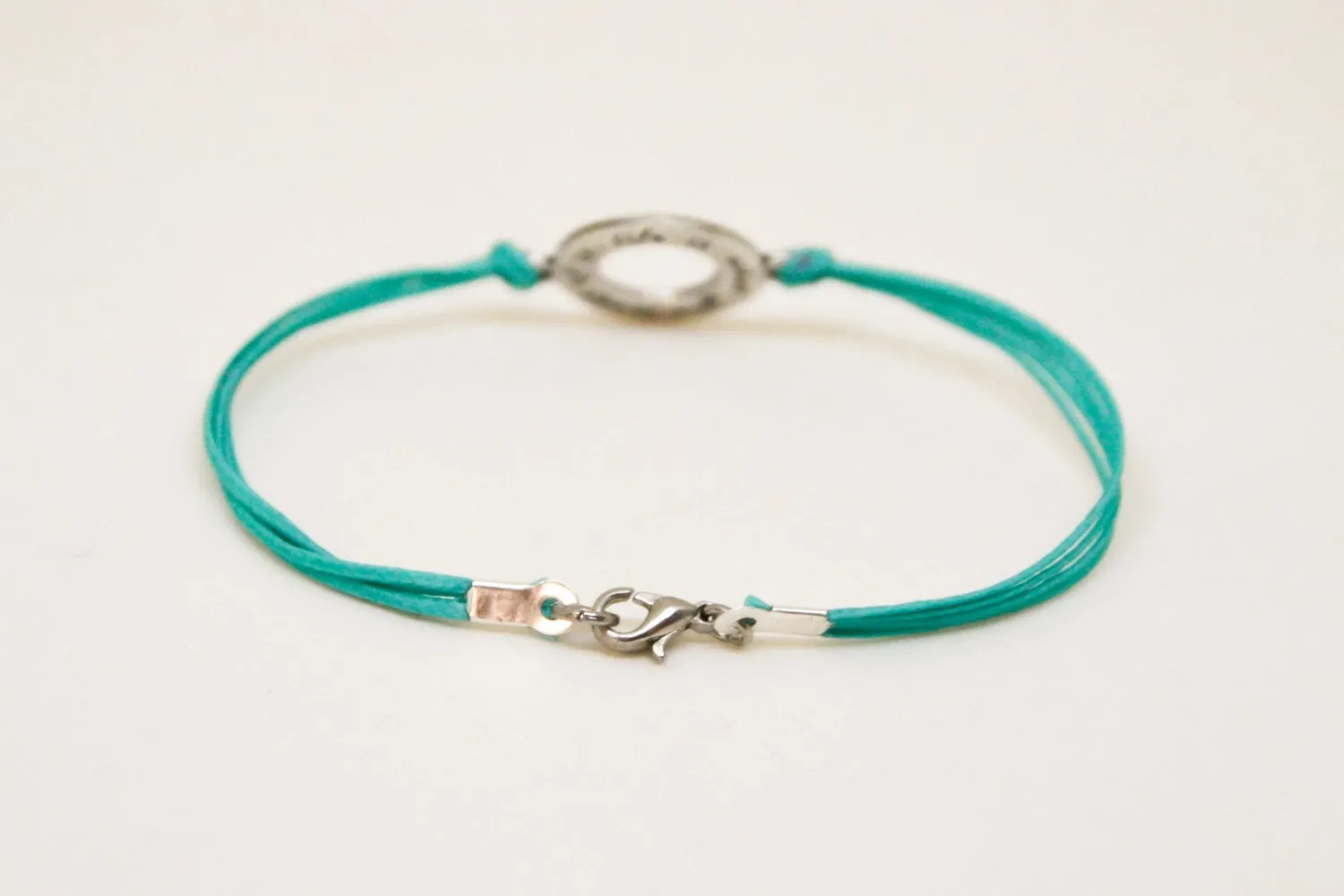 Life is what you make of it bracelet for men, turquoise cord, silver circle, gift for him