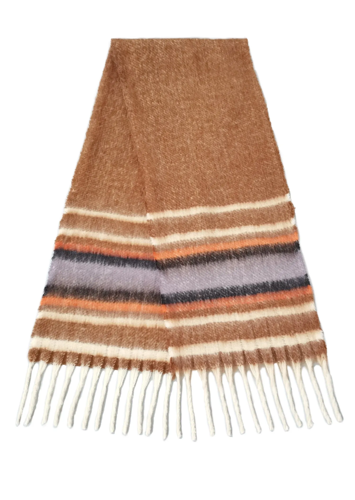 Multi Stripe Cozy Scarf With Fringe