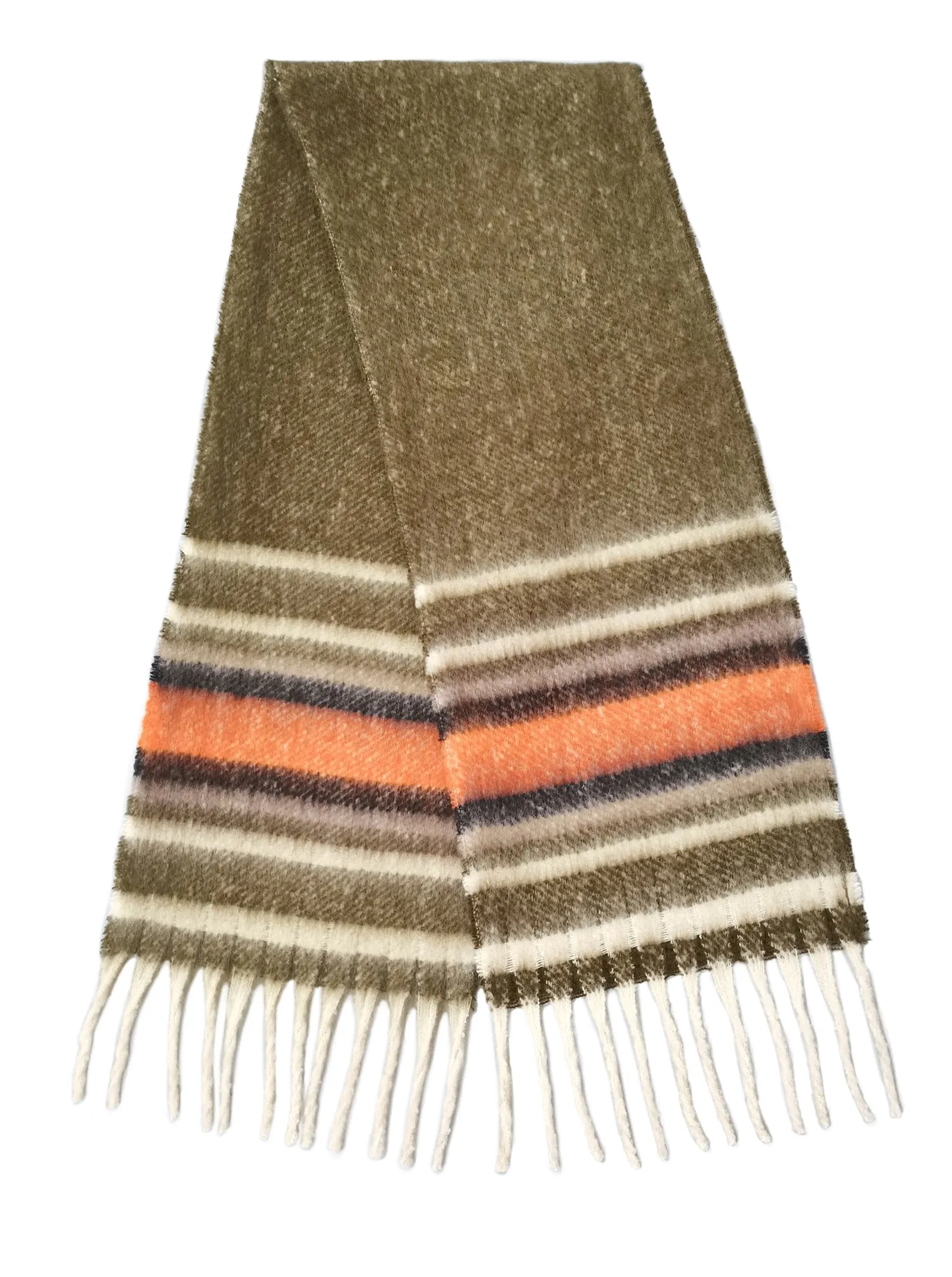 Multi Stripe Cozy Scarf With Fringe