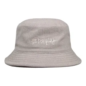 No-Comply Script Check Corduroy Bucket Hat - Natural