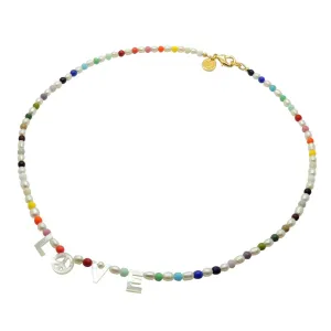 Peace and Love Rainbow Freshwater Pearl Necklace