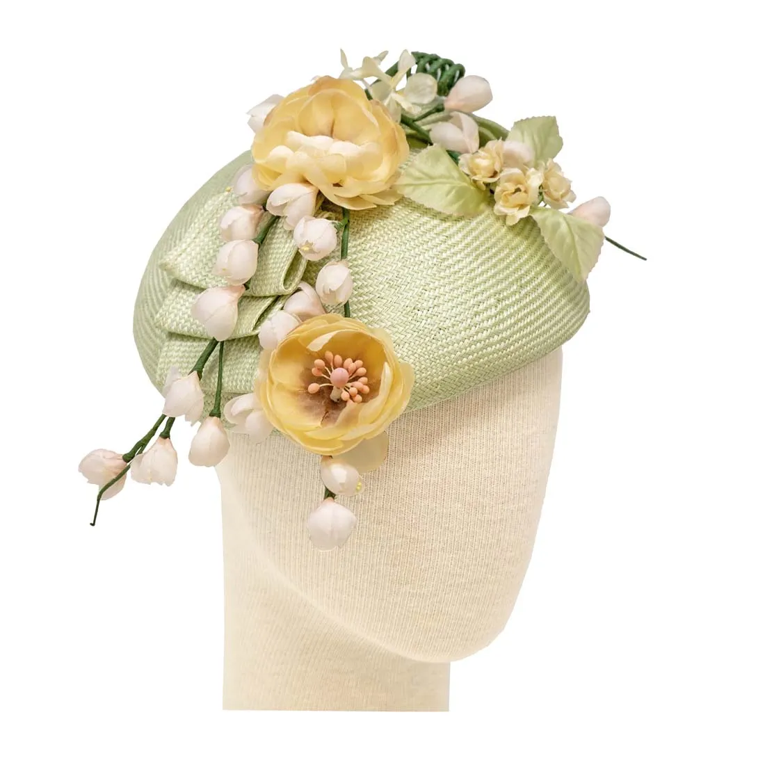 Sage Parasisol Beret with Vintage Floral Spray