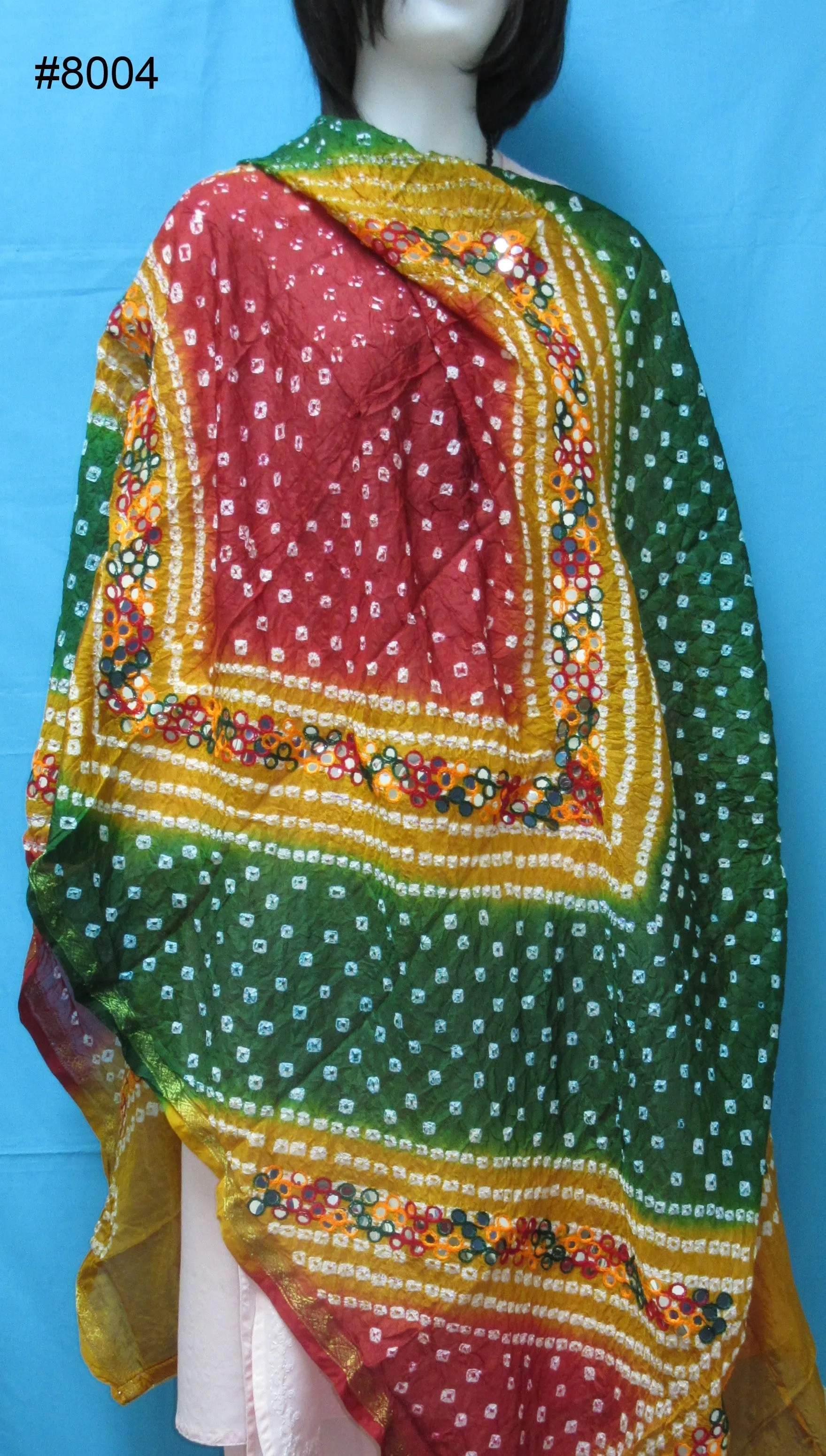 Scarf 8007 Rajhistan Bandhni Silk Georgeete Dupatta Chunni Shieno Sarees