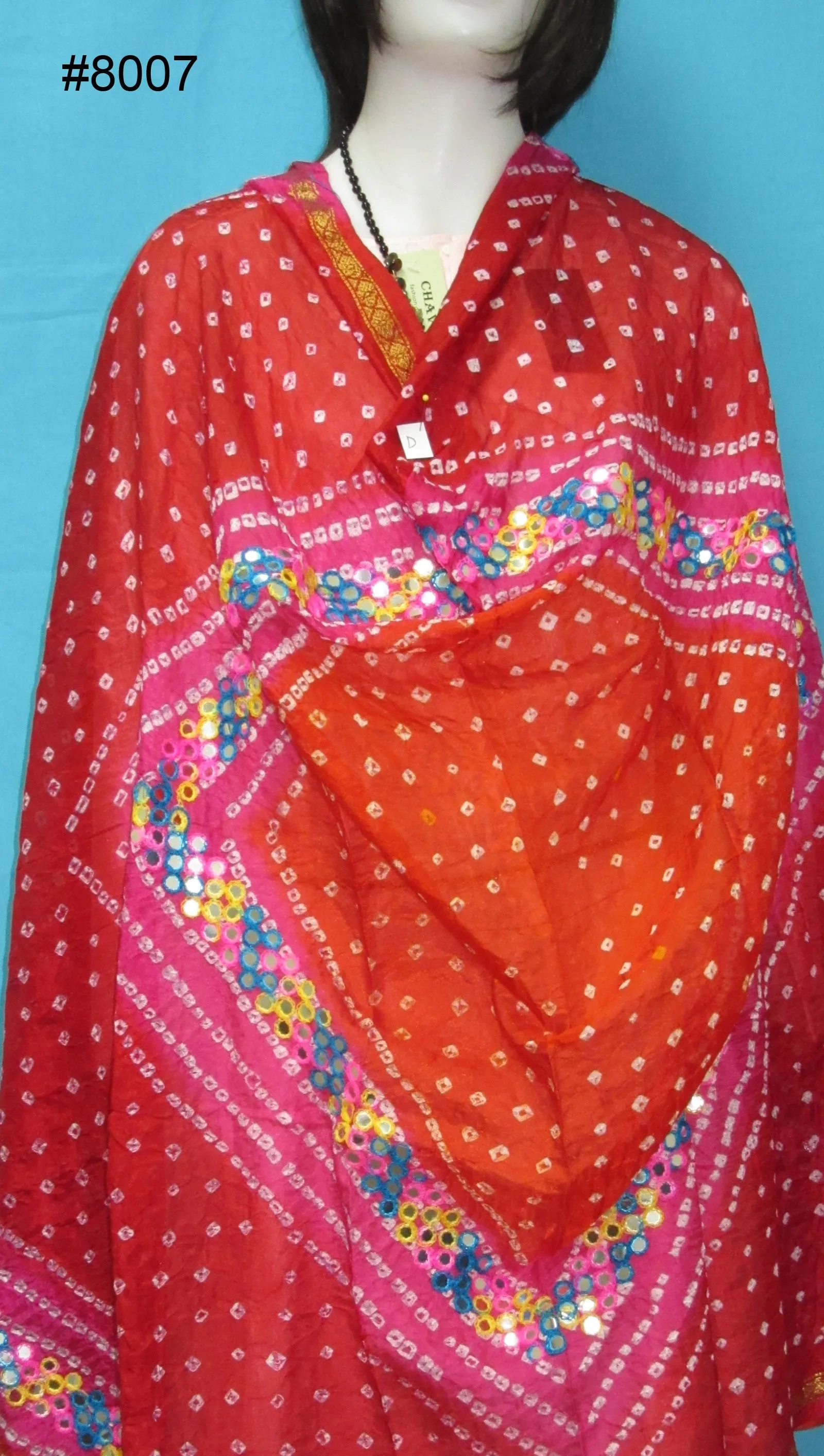 Scarf 8007 Rajhistan Bandhni Silk Georgeete Dupatta Chunni Shieno Sarees