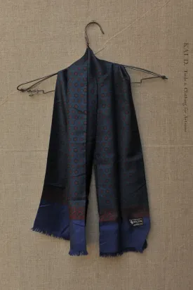 Silk Fringe Scarf - Blue Foulard