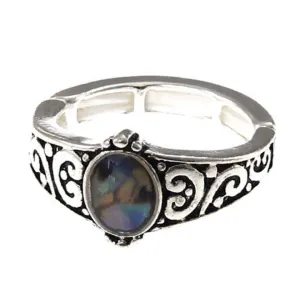 Silver Abalone Stretch Ring