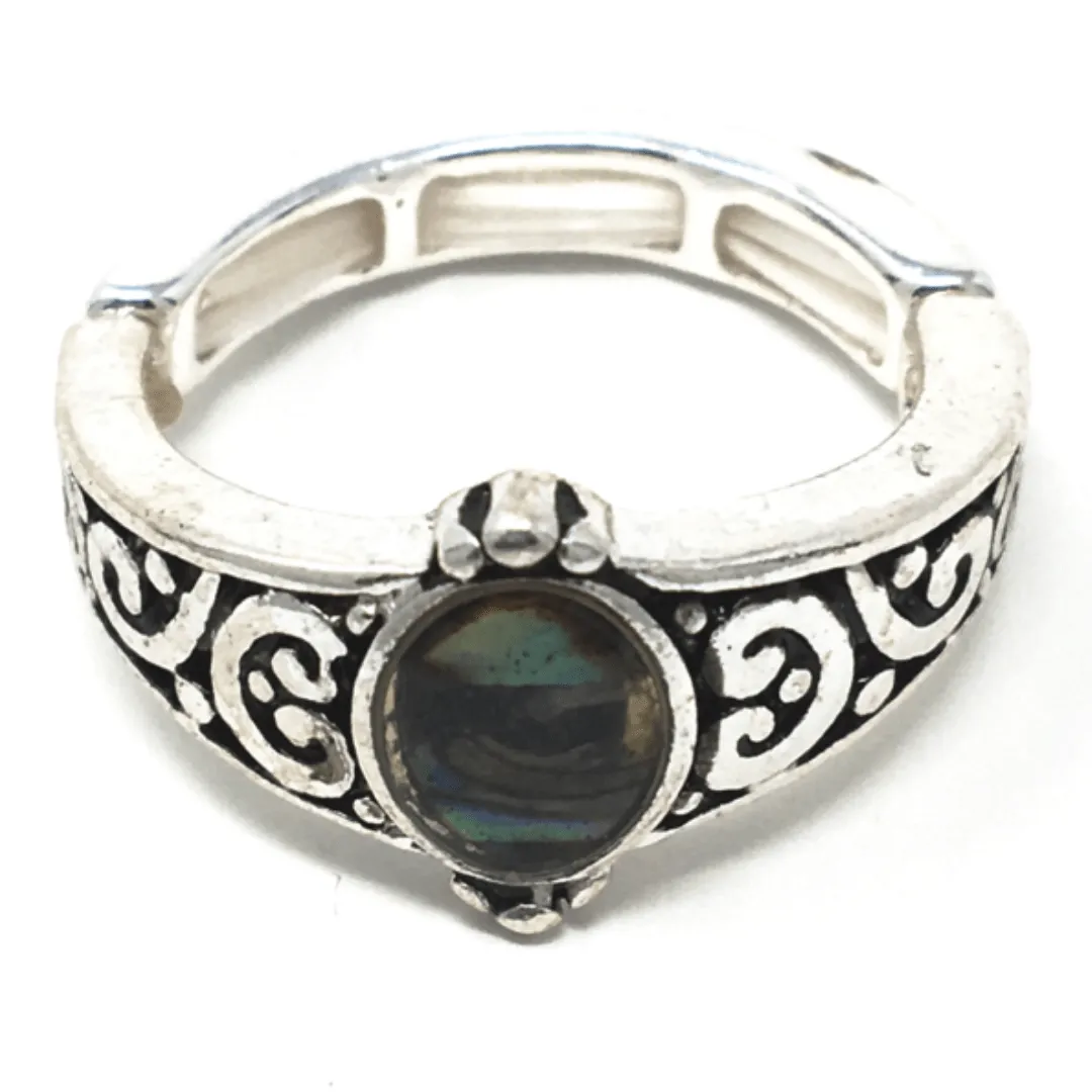 Silver Abalone Stretch Ring