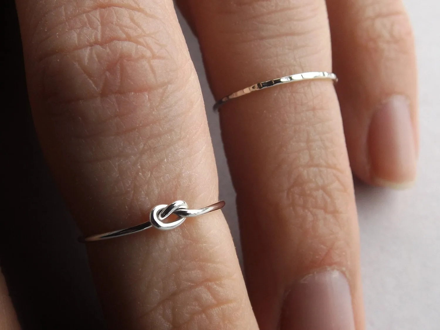 Silver Knot Knuckle Ring Set, Knot Ring, Stacking Rings, above knuckle, Knuckle Rings, Toe Rings, Rings, Yellow Goldfilled Knuckle Ring