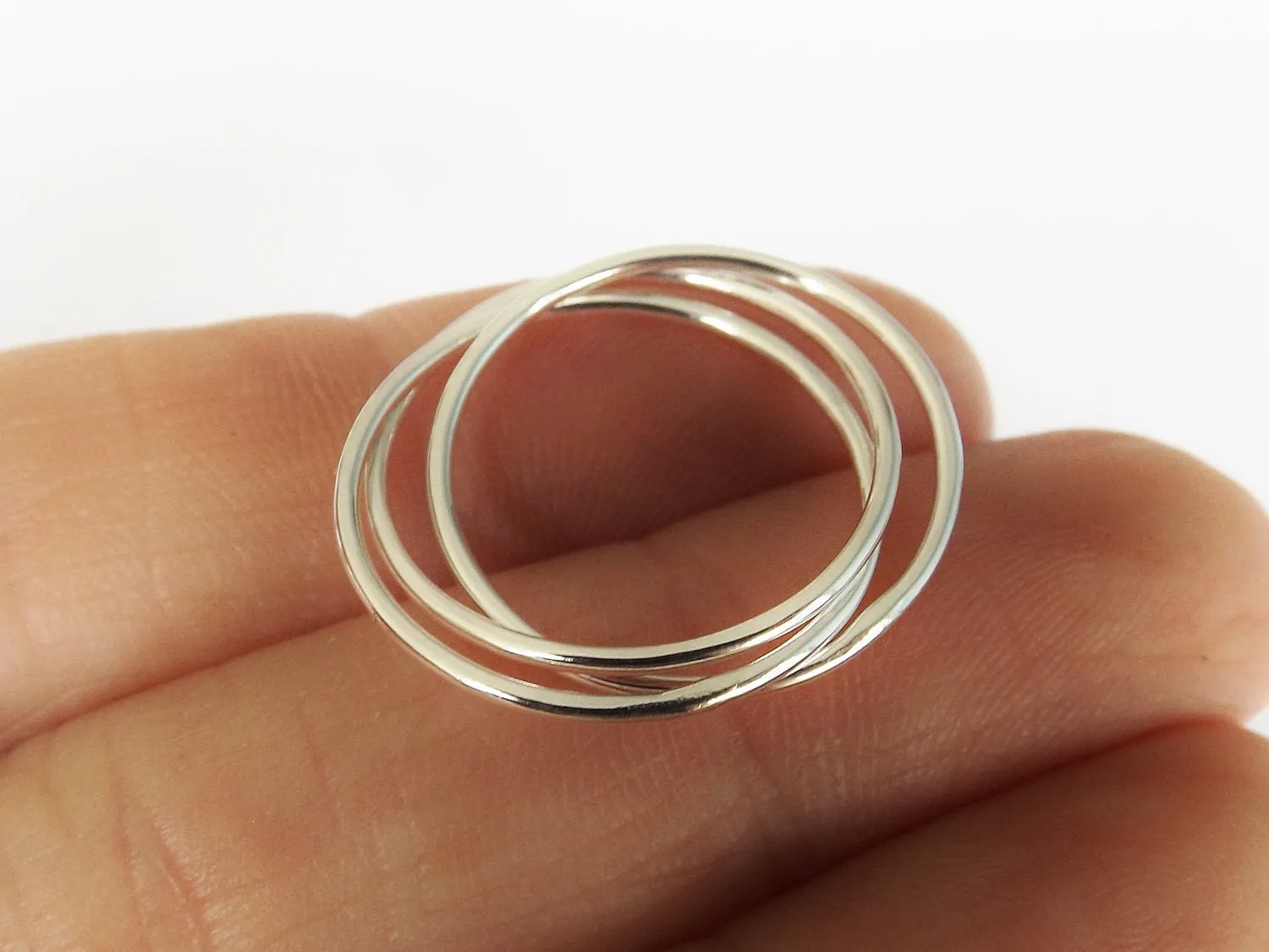 Slim Interlocking Rings, 3 Thin Sterling Bands, Tri Band Rings, Rolling rings, Stacking Rings, Minimalist Rings, Unique Rings, Rings, Simple