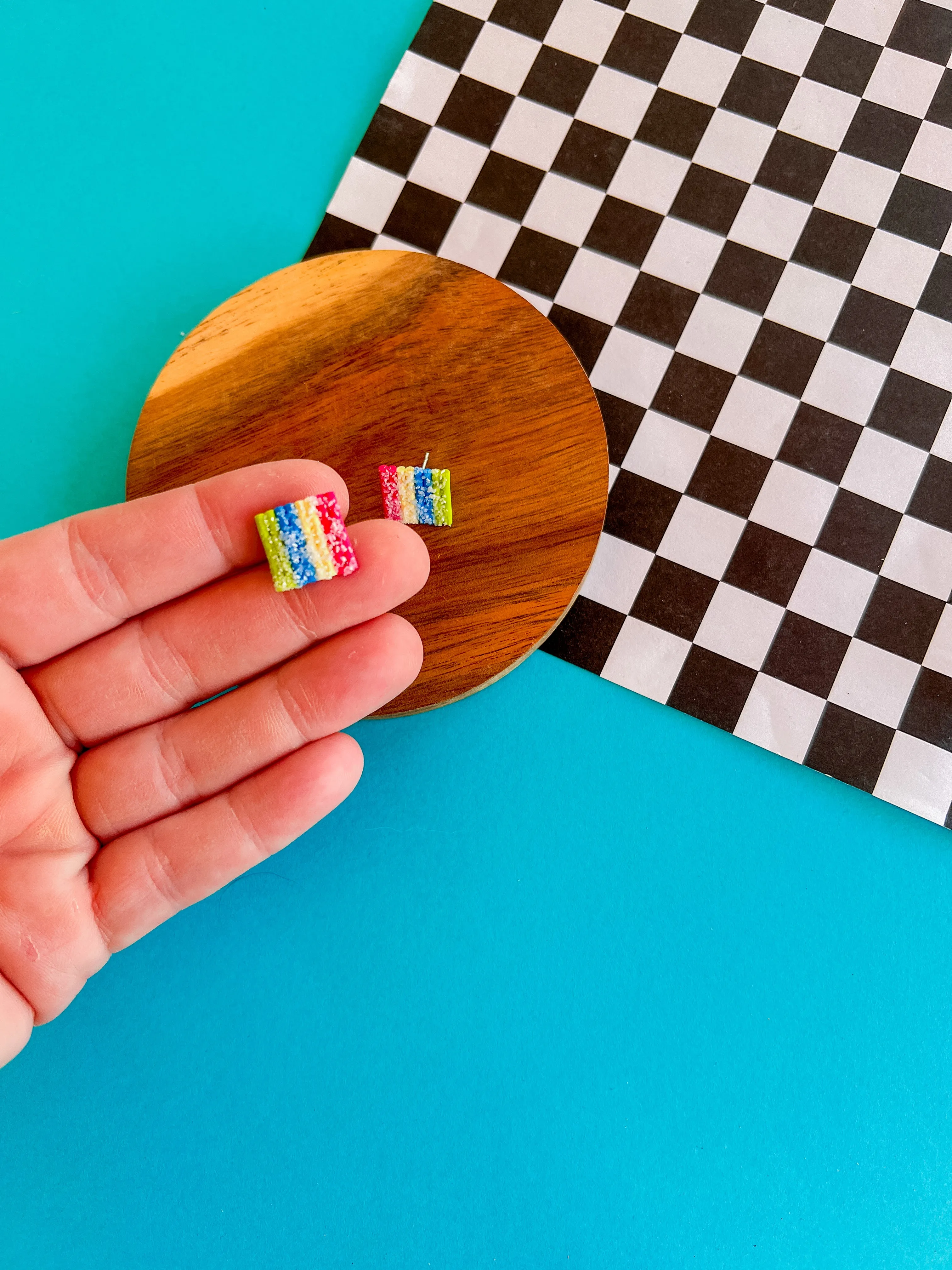 Sour Stripe Studs - Clay Earrings