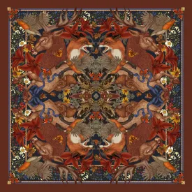 The Stag & Fox Silk Scarf | 90x90cm