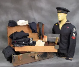 U.S. WWII Navy Seabee Uniform Set & Original Foot Locker