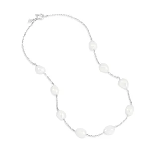 White Baroque Pearl Chain Necklace